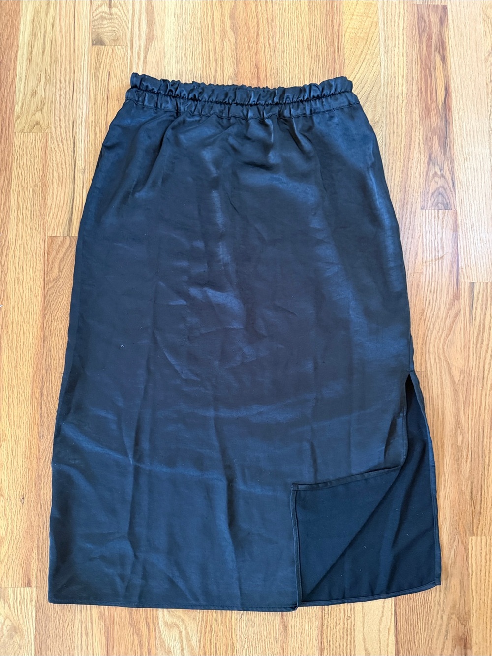 Gap Satin Black Elastic Waist Midi Skirt - Women S